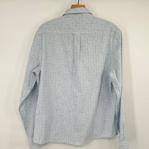 IZOD Saltwater Slim Fit Shirt size Large mens Cotton blend Blue tropical pattern - Picture 8 of 9